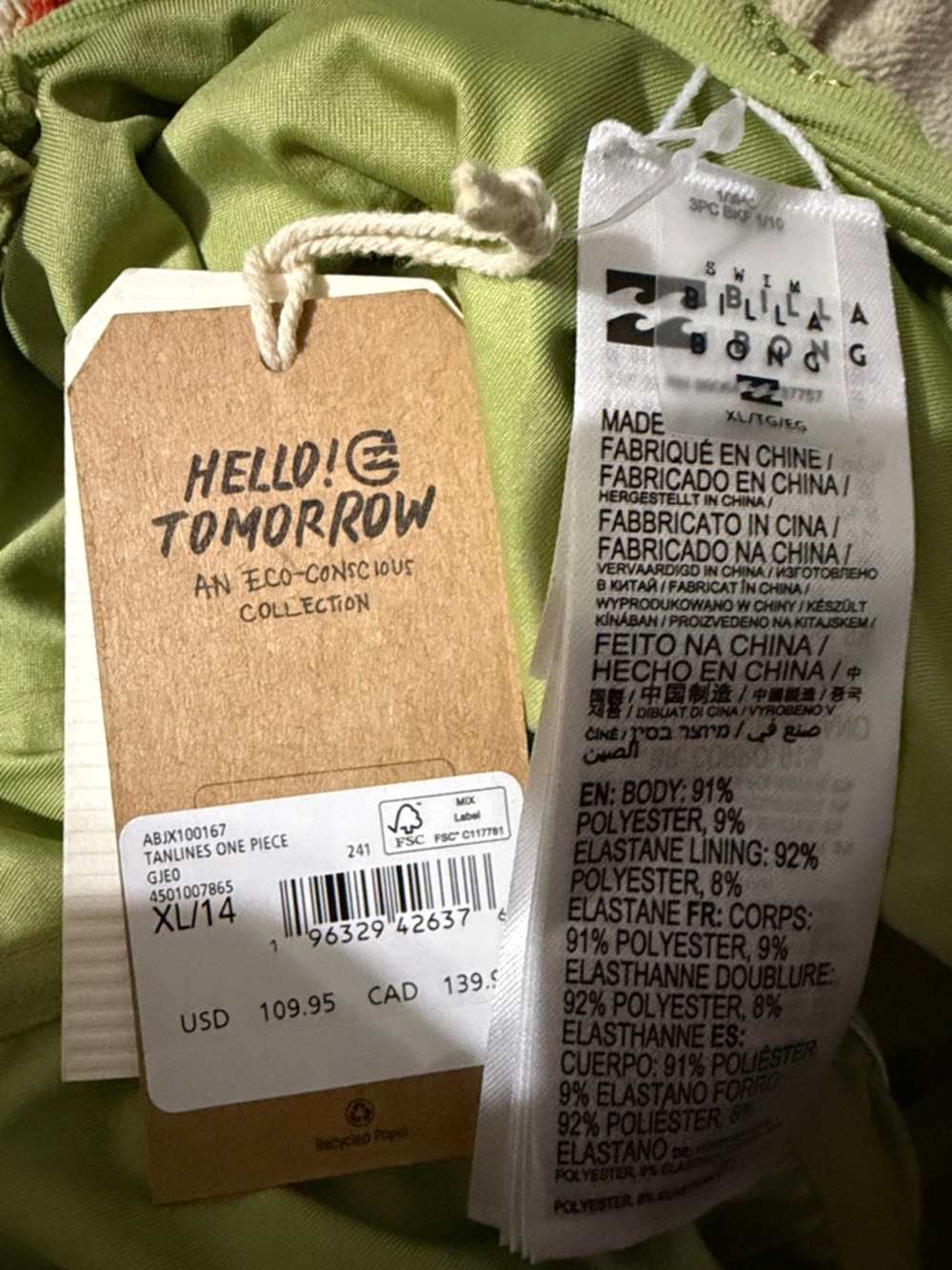 Olive Green Ribbed One-Piece Swimsuit - Picture 2 of 4